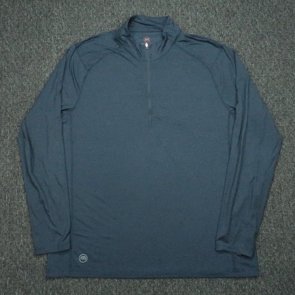 Travis Mathew Pullover Men XXL Blue Quarter Zip Golf Stretch Tagless Lightweight